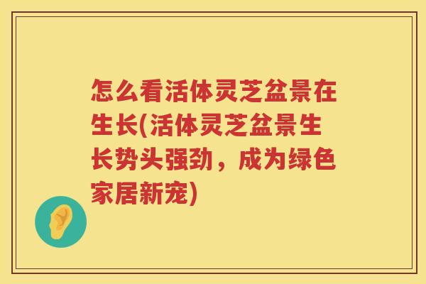 怎么看活体灵芝盆景在生长(活体灵芝盆景生长势头强劲，成为绿色家居新宠)
