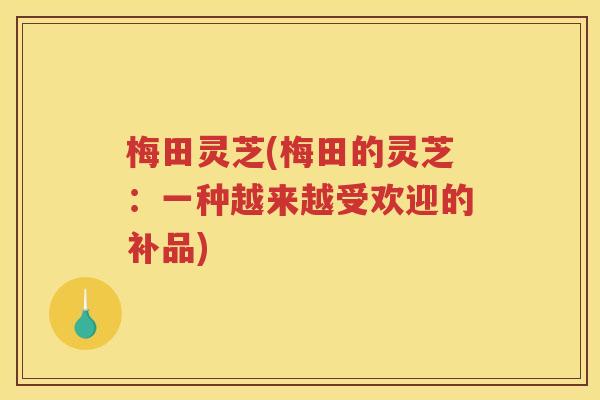 梅田灵芝(梅田的灵芝：一种越来越受欢迎的补品)