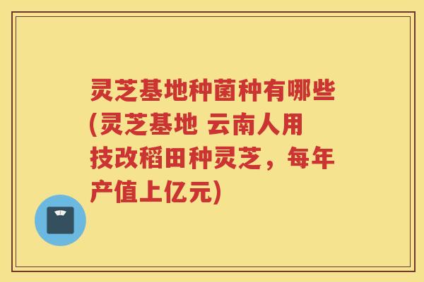 灵芝基地种菌种有哪些(灵芝基地 云南人用技改稻田种灵芝，每年产值上亿元)