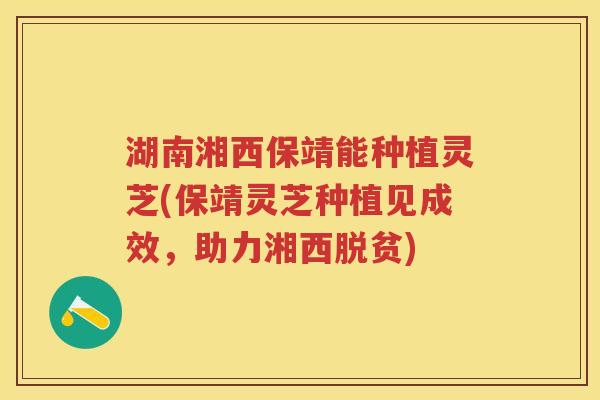 湖南湘西保靖能种植灵芝(保靖灵芝种植见成效，助力湘西脱贫)