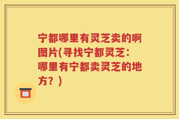 宁都哪里有灵芝卖的啊图片(寻找宁都灵芝：哪里有宁都卖灵芝的地方？)