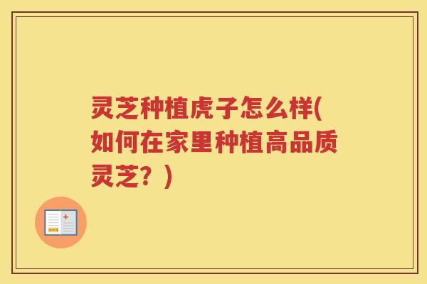 灵芝种植虎子怎么样(如何在家里种植高品质灵芝？)