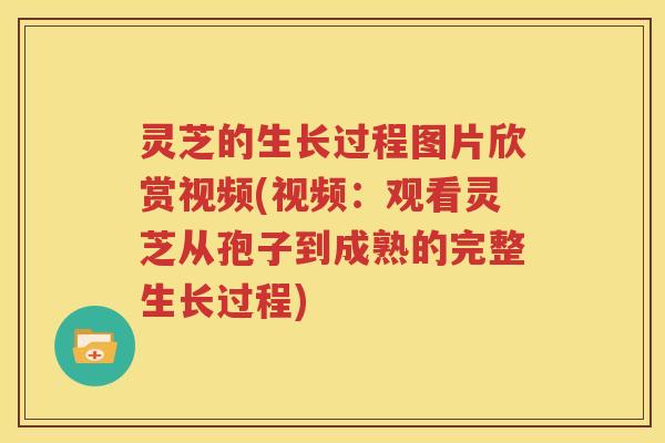 灵芝的生长过程图片欣赏视频(视频：观看灵芝从孢子到成熟的完整生长过程)