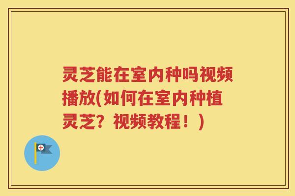 灵芝能在室内种吗视频播放(如何在室内种植灵芝?视频教程!) 灵芝能在室内种吗视频播放(如何在室内种植灵芝?视频教程!)