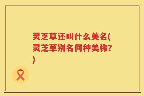 灵芝草还叫什么美名(灵芝草别名何种美称？)