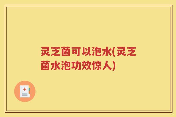 灵芝菌可以泡水(灵芝菌水泡功效惊人) 灵芝菌可以泡水(灵芝菌水泡功效惊人)