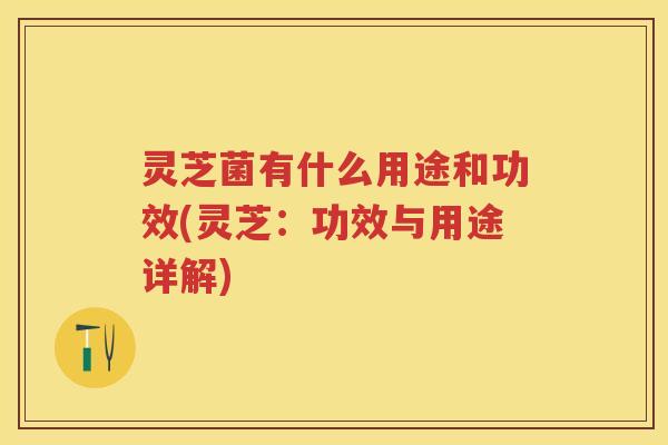 灵芝菌有什么用途和功效(灵芝：功效与用途详解)