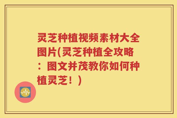 灵芝种植视频素材大全图片(灵芝种植全攻略：图文并茂教你如何种植灵芝！)