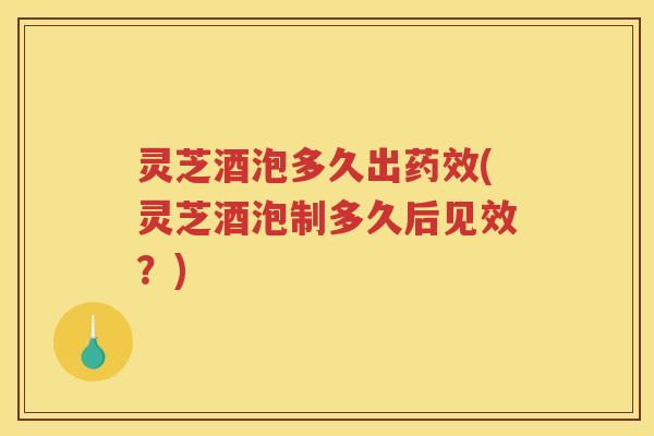 灵芝酒泡多久出药效(灵芝酒泡制多久后见效？)