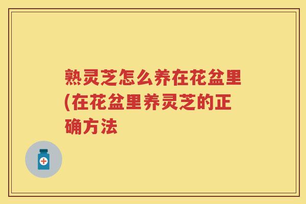 熟灵芝怎么养在花盆里(在花盆里养灵芝的正确方法