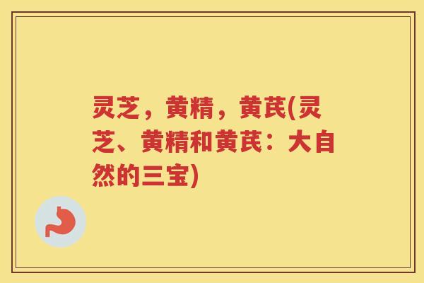 灵芝，黄精，黄芪(灵芝、黄精和黄芪：大自然的三宝)