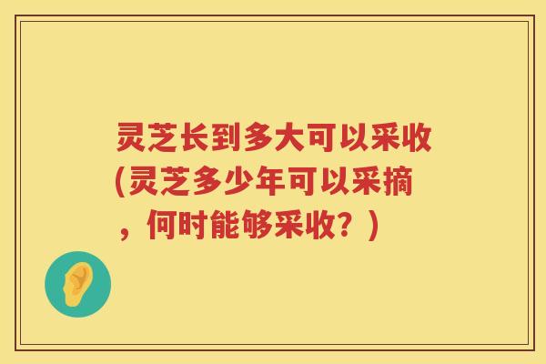 灵芝长到多大可以采收(灵芝多少年可以采摘，何时能够采收？)