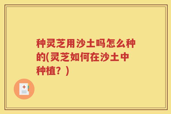 种灵芝用沙土吗怎么种的(灵芝如何在沙土中种植？)