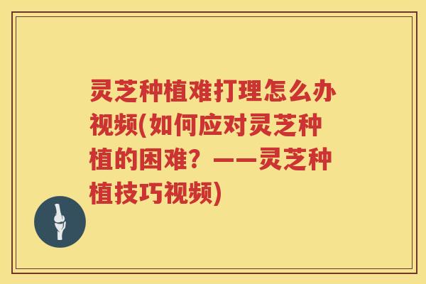 灵芝种植难打理怎么办视频(如何应对灵芝种植的困难？——灵芝种植技巧视频)
