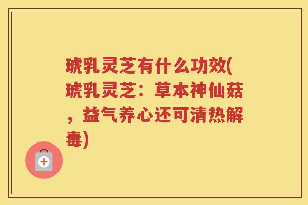 琥乳灵芝有什么功效(琥乳灵芝：草本神仙菇，益气养心还可清热解毒)
