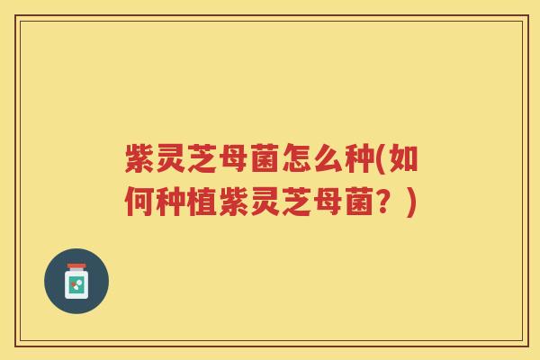 紫灵芝母菌怎么种(如何种植紫灵芝母菌？)