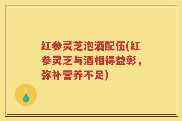 红参灵芝泡酒配伍(红参灵芝与酒相得益彰,弥补营养不足) 红参灵芝泡酒配伍(红参灵芝与酒相得益彰,弥补营养不足)