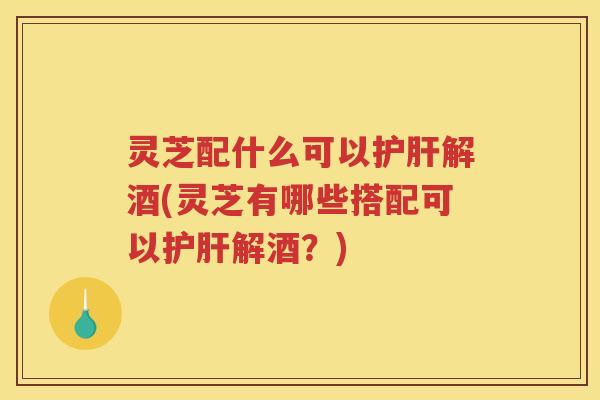 灵芝配什么可以护肝解酒(灵芝有哪些搭配可以护肝解酒？)