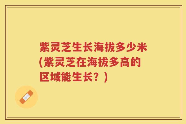 紫灵芝生长海拔多少米(紫灵芝在海拔多高的区域能生长？)