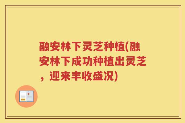 融安林下灵芝种植(融安林下成功种植出灵芝，迎来丰收盛况)