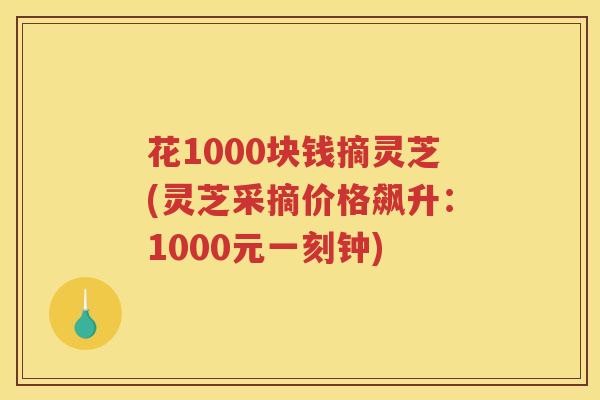 花1000块钱摘灵芝(灵芝采摘价格飙升：1000元一刻钟)