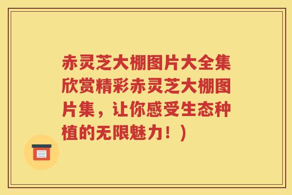 赤灵芝大棚图片大全集欣赏精彩赤灵芝大棚图片集，让你感受生态种植的无限魅力！)