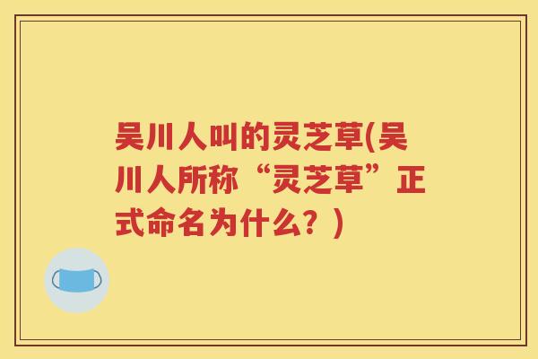 吴川人叫的灵芝草(吴川人所称“灵芝草”正式命名为什么？)