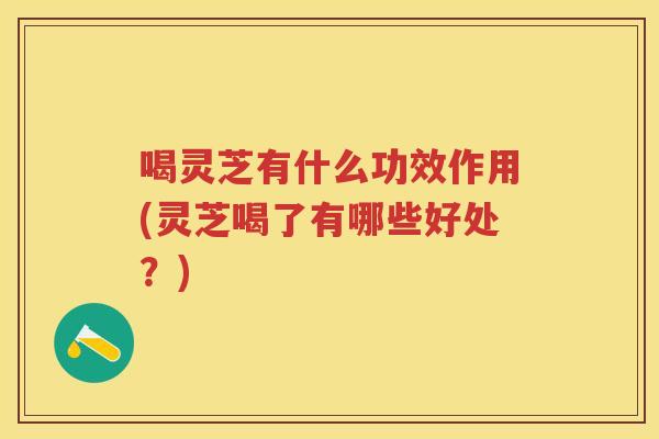 喝灵芝有什么功效作用(灵芝喝了有哪些好处？)