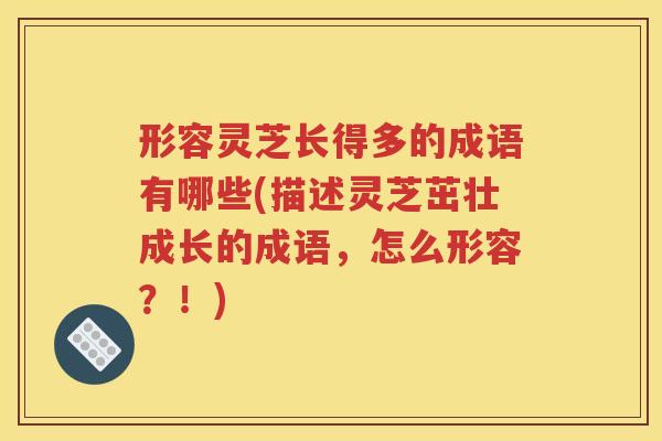 形容灵芝长得多的成语有哪些(描述灵芝茁壮成长的成语，怎么形容？！)