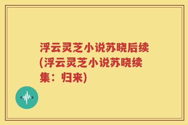 浮云灵芝小说苏晓后续(浮云灵芝小说苏晓续集：归来)