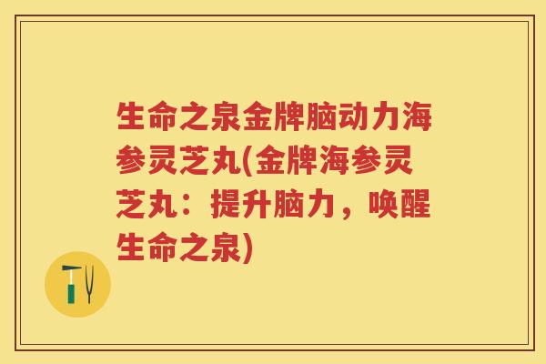 生命之泉金牌脑动力海参灵芝丸(金牌海参灵芝丸：提升脑力，唤醒生命之泉)