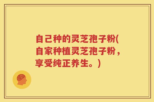 自己种的灵芝孢子粉(自家种植灵芝孢子粉，享受纯正养生。)