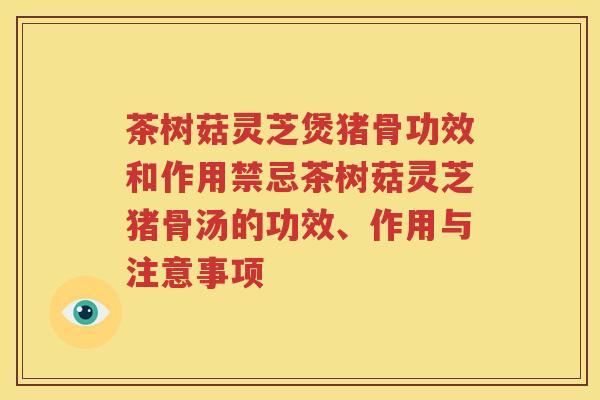 茶树菇灵芝煲猪骨功效和作用禁忌茶树菇灵芝猪骨汤的功效、作用与注意事项