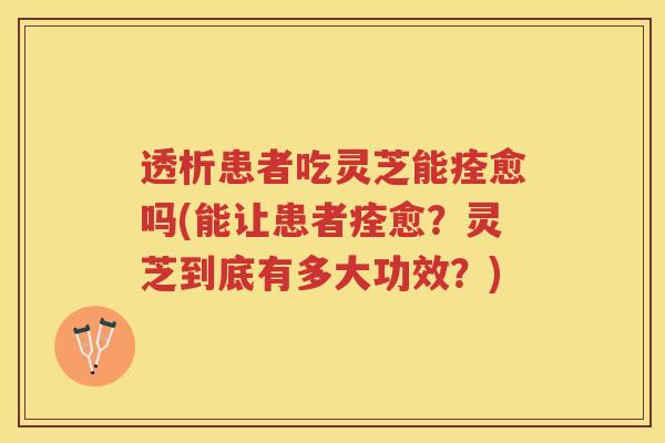 透析患者吃灵芝能痊愈吗(能让患者痊愈？灵芝到底有多大功效？)