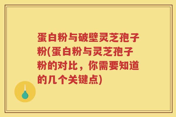 蛋白粉与破壁灵芝孢子粉(蛋白粉与灵芝孢子粉的对比，你需要知道的几个关键点)