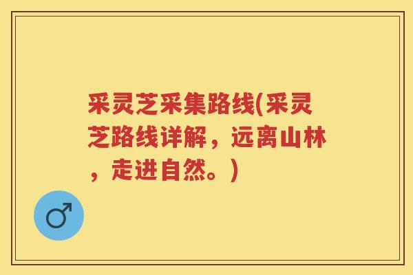 采灵芝采集路线(采灵芝路线详解，远离山林，走进自然。)