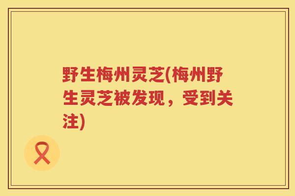 野生梅州灵芝(梅州野生灵芝被发现，受到关注)