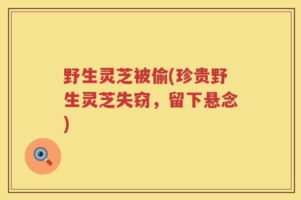 野生灵芝被偷(珍贵野生灵芝失窃，留下悬念)