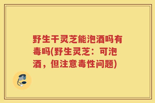 野生干灵芝能泡酒吗有毒吗(野生灵芝：可泡酒，但注意毒性问题)