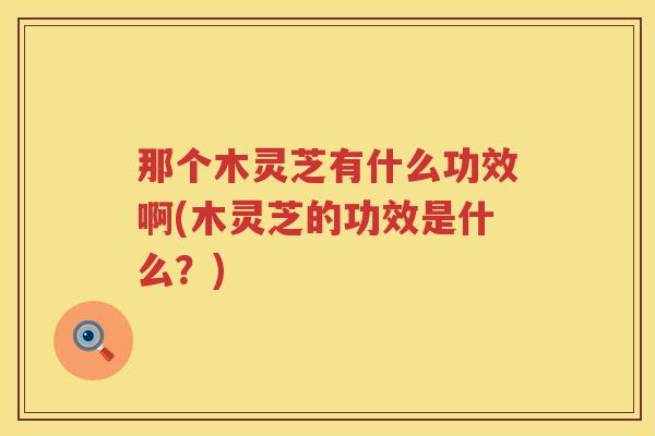 那个木灵芝有什么功效啊(木灵芝的功效是什么？)