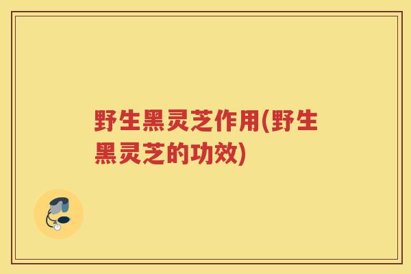 野生黑灵芝作用(野生黑灵芝的功效)