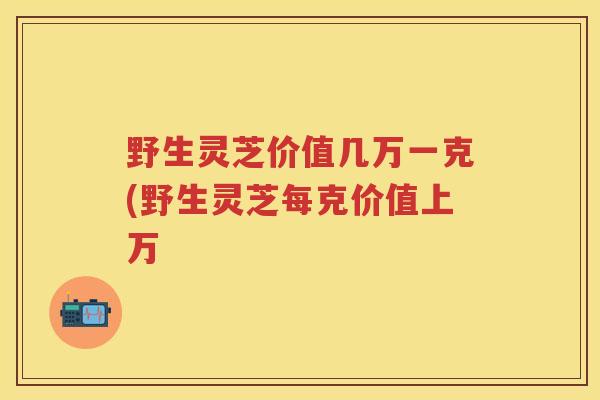 野生灵芝价值几万一克(野生灵芝每克价值上万 野生灵芝价值几万一克(野生灵芝每克价值上万