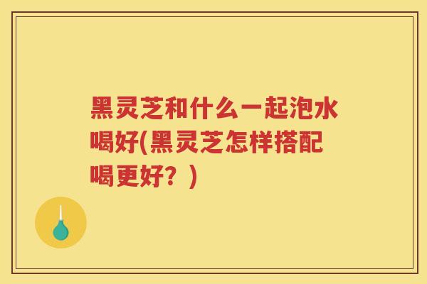 黑灵芝和什么一起泡水喝好(黑灵芝怎样搭配喝更好?) 黑灵芝和什么一起泡水喝好(黑灵芝怎样搭配喝更好?)