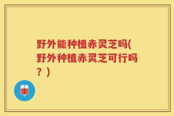野外能种植赤灵芝吗(野外种植赤灵芝可行吗？)