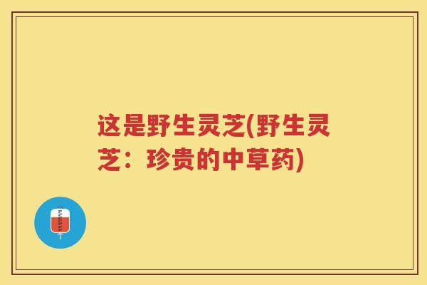 这是野生灵芝(野生灵芝：珍贵的中草药)