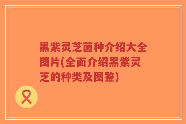 黑紫灵芝菌种介绍大全图片(全面介绍黑紫灵芝的种类及图鉴) 黑紫灵芝菌种介绍大全图片(全面介绍黑紫灵芝的种类及图鉴)