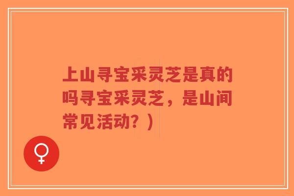 上山寻宝采灵芝是真的吗寻宝采灵芝,是山间常见活动?)