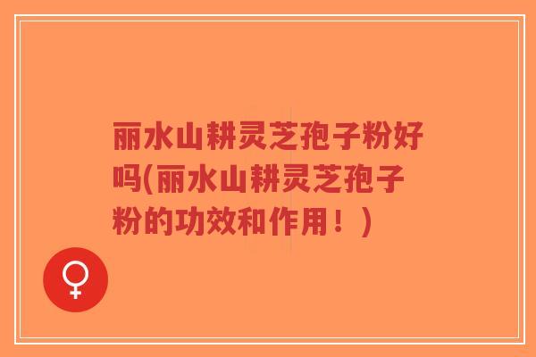 丽水山耕灵芝孢子粉好吗(丽水山耕灵芝孢子粉的功效和作用!)