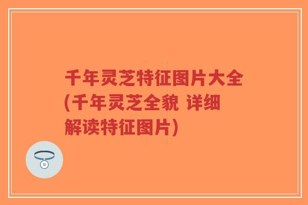 千年灵芝特征图片大全(千年灵芝全貌 详细解读特征图片)