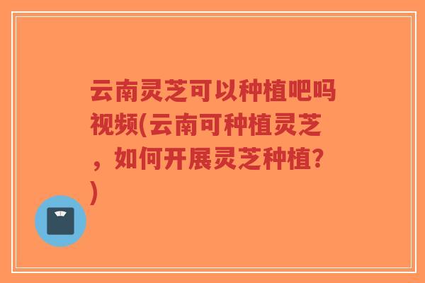 云南灵芝可以种植吧吗视频(云南可种植灵芝，如何开展灵芝种植？)